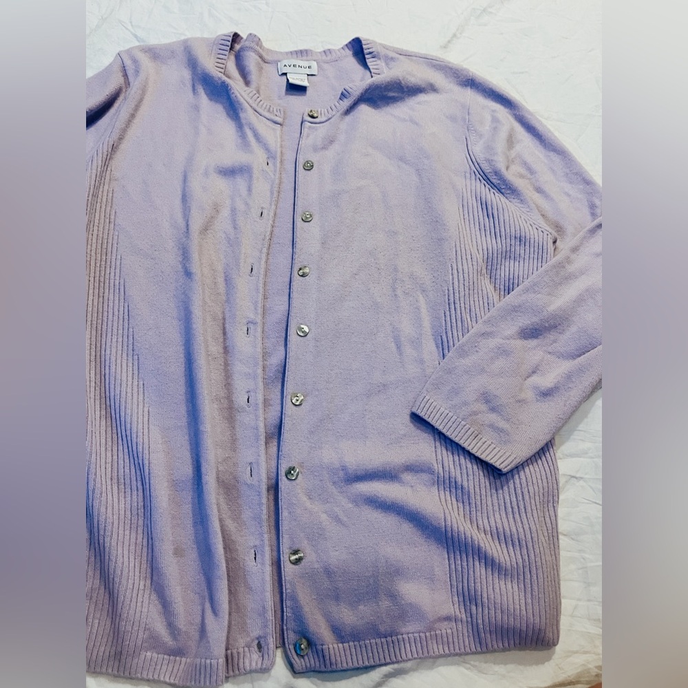 purple cardigan